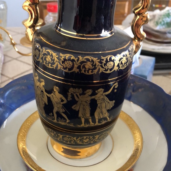 Spyropoulos Greece Vintage 24 K Gold Trim Vase - Picture 2 of 2